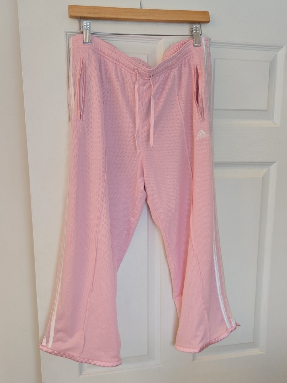 adidas Pink Cropped 3-Stripe Track Pants